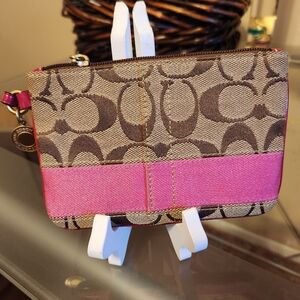 Coach Signature Clutch with Pink Accent